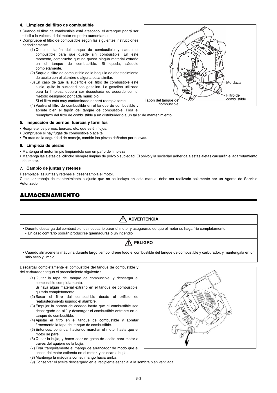 Almacenamiento | Dolmar PB-250.4 User Manual | Page 50 / 60