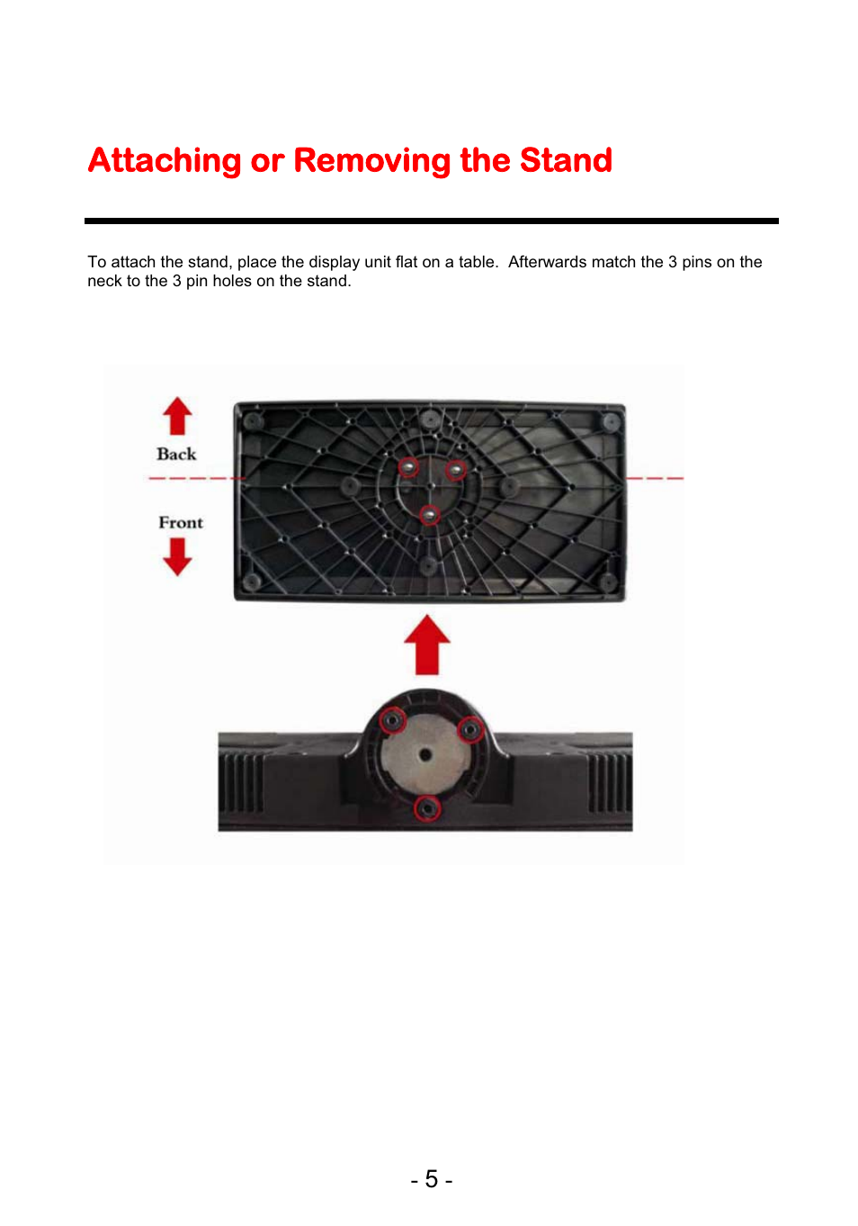 Aattaching or removing the stand | Curtis PLEDV1945A-C User Manual | Page 6 / 44