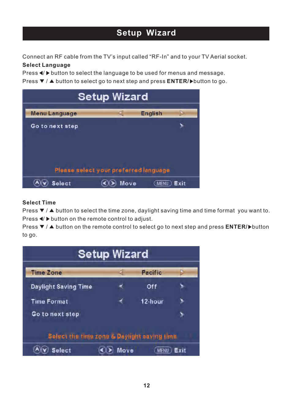 页 13, Setup wizard | Curtis PLEDV2213A-C User Manual | Page 13 / 38