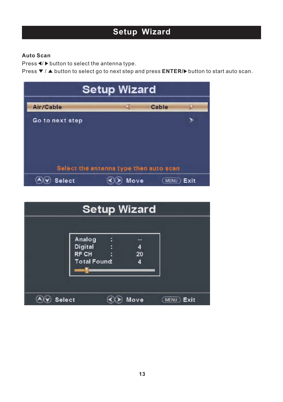 页 14, Setup wizard | Curtis PLEDV2213A-C User Manual | Page 14 / 38