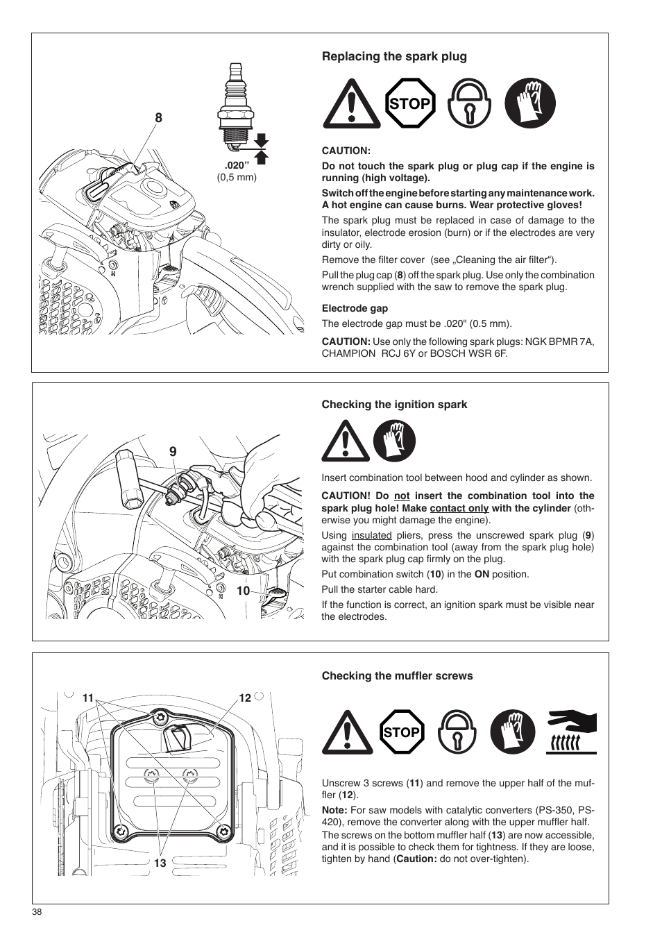 Stop, Stop 8 | Dolmar PS-420 User Manual | Page 38 / 48