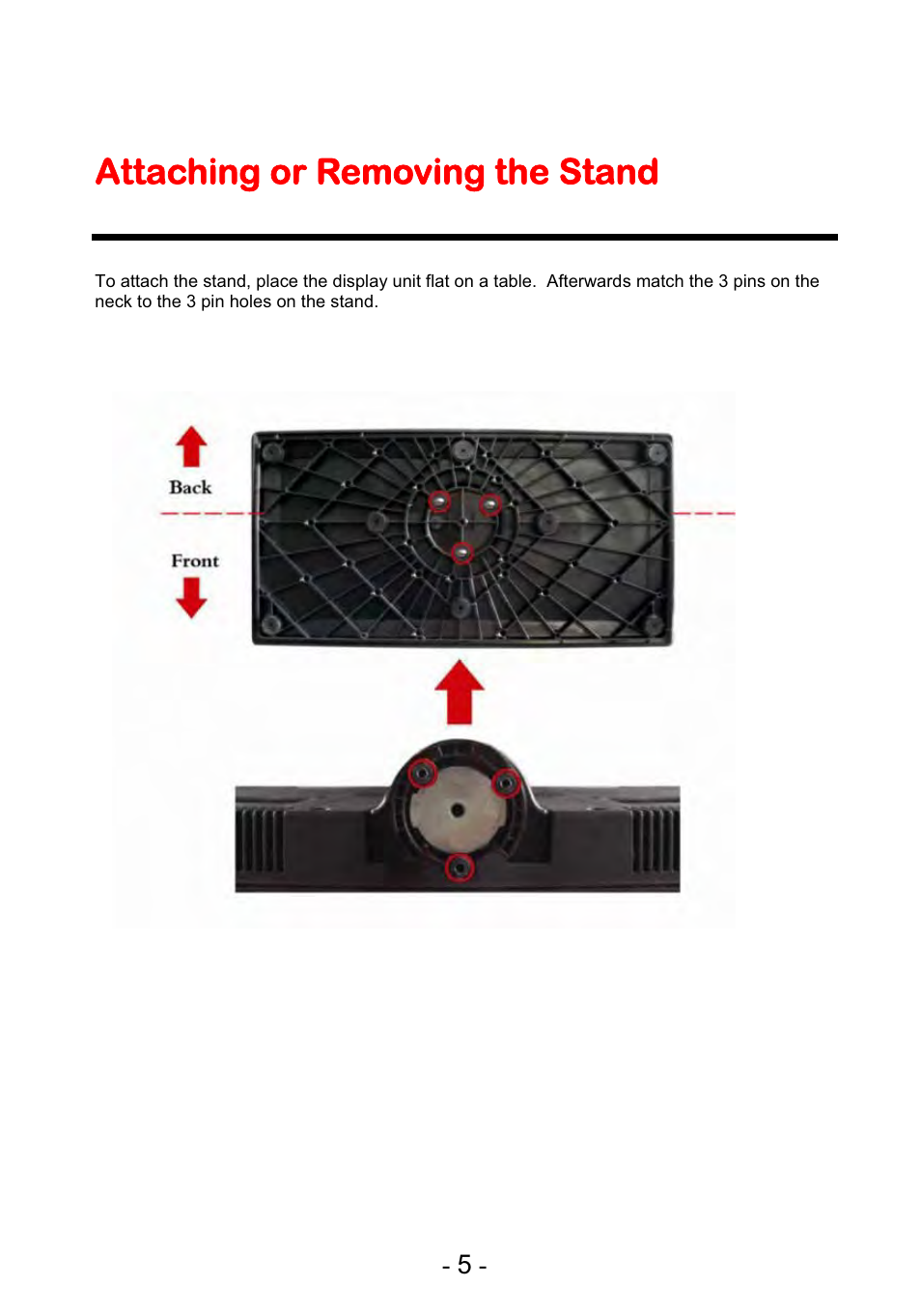 Attaching or removing the stand | Curtis PLEDV2488A-B User Manual | Page 6 / 47