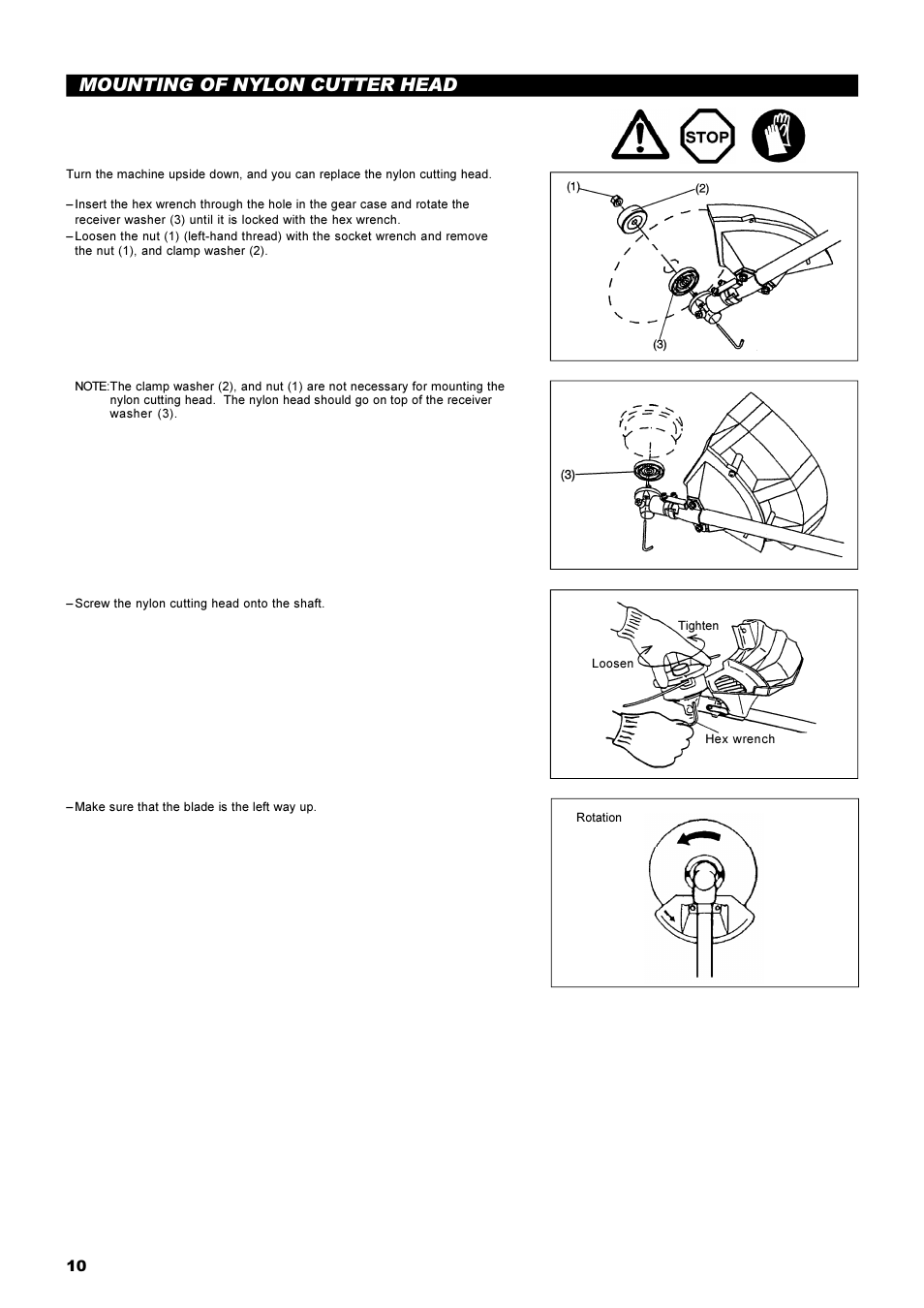 Mounting of nylon cutter head | Dolmar String Trimmer Taille-Bordures Cortabordes MS-22C User Manual | Page 10 / 54