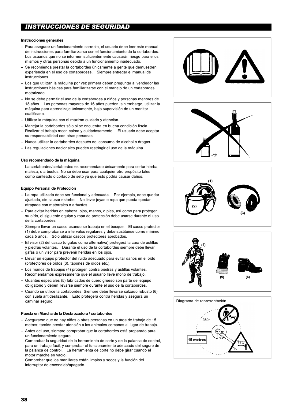 Instrucciones de seguridad | Dolmar String Trimmer Taille-Bordures Cortabordes MS-22C User Manual | Page 38 / 54