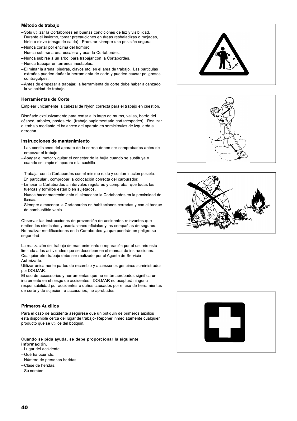 Dolmar String Trimmer Taille-Bordures Cortabordes MS-22C User Manual | Page 40 / 54