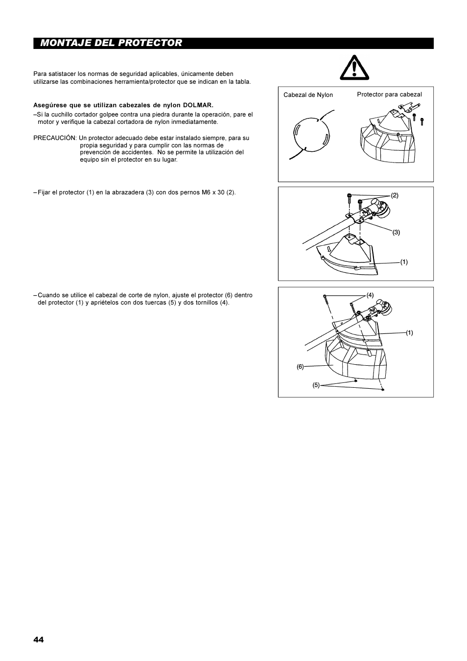 Montaje del protector | Dolmar String Trimmer Taille-Bordures Cortabordes MS-22C User Manual | Page 44 / 54