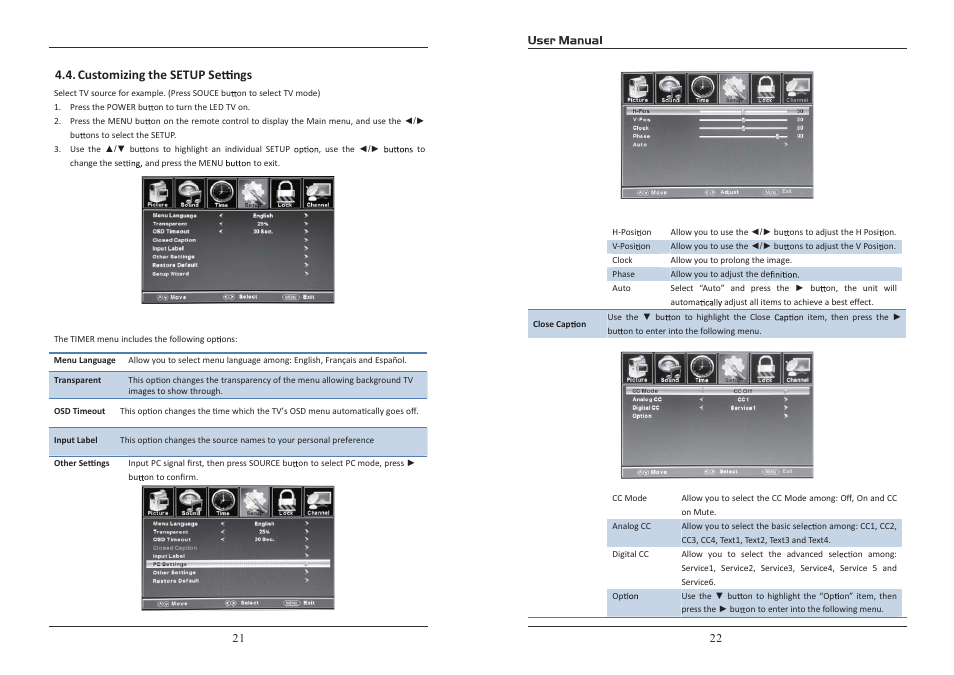 Customizing the setup se ngs 4.4 | Curtis RLDED3258A-G User Manual | Page 12 / 18