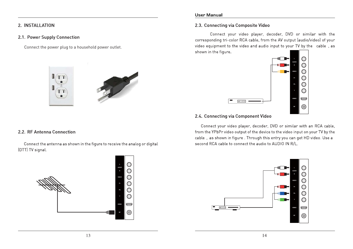 Connect the power plug to a household power outlet | Curtis RLDED3950A-C User Manual | Page 8 / 18