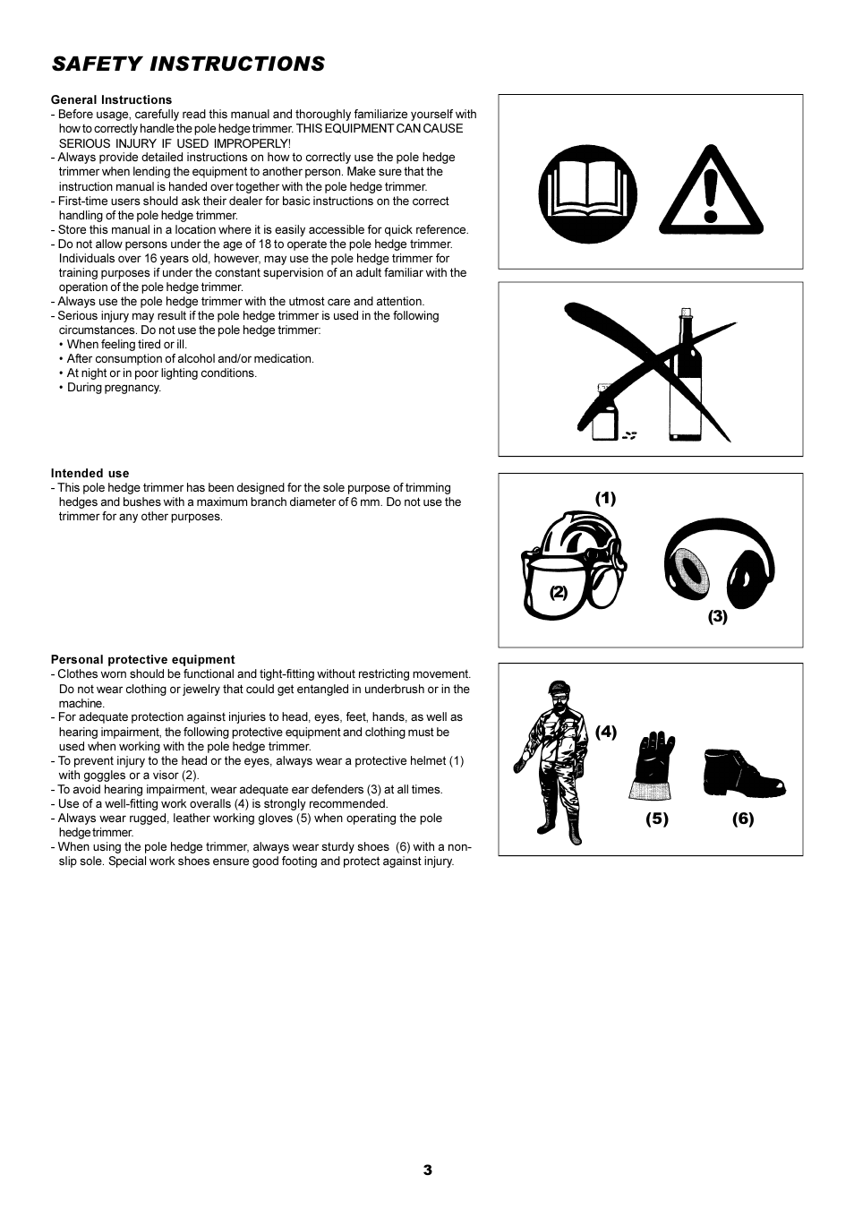 Safety instructions | Dolmar POLE HEDGE MH-2556 User Manual | Page 3 / 54