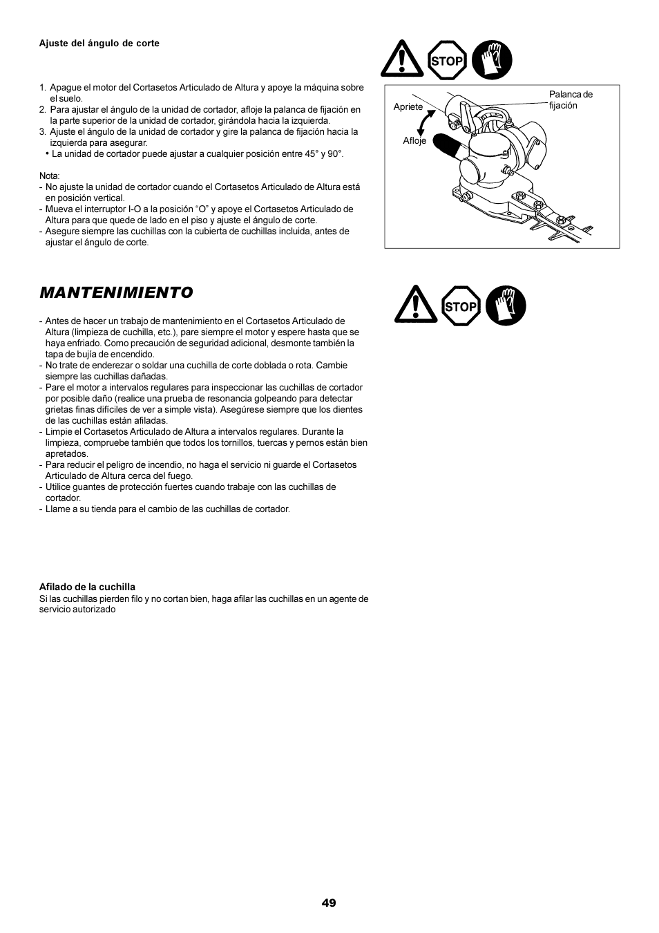 Mantenimiento | Dolmar POLE HEDGE MH-2556 User Manual | Page 49 / 54