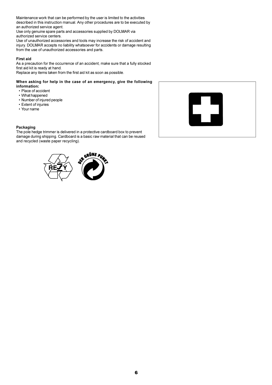 Dolmar POLE HEDGE MH-2556 User Manual | Page 6 / 54