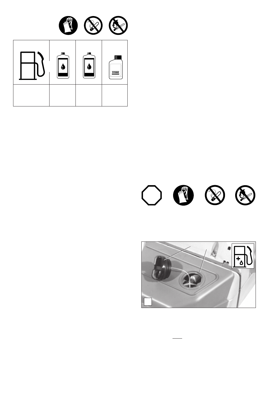 Stop, Almacenamiento de combustible, Carga | Mezcla de combustible, B2 1 | Dolmar MS-3310 User Manual | Page 62 / 74