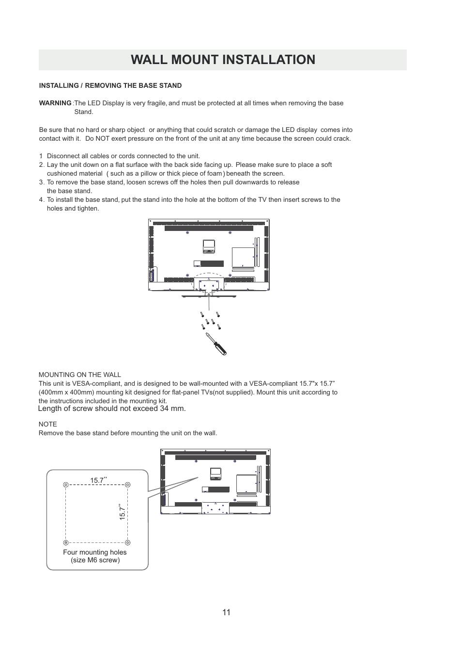 页 14, Wall mount installation | Curtis RLDED5078A-B User Manual | Page 14 / 33