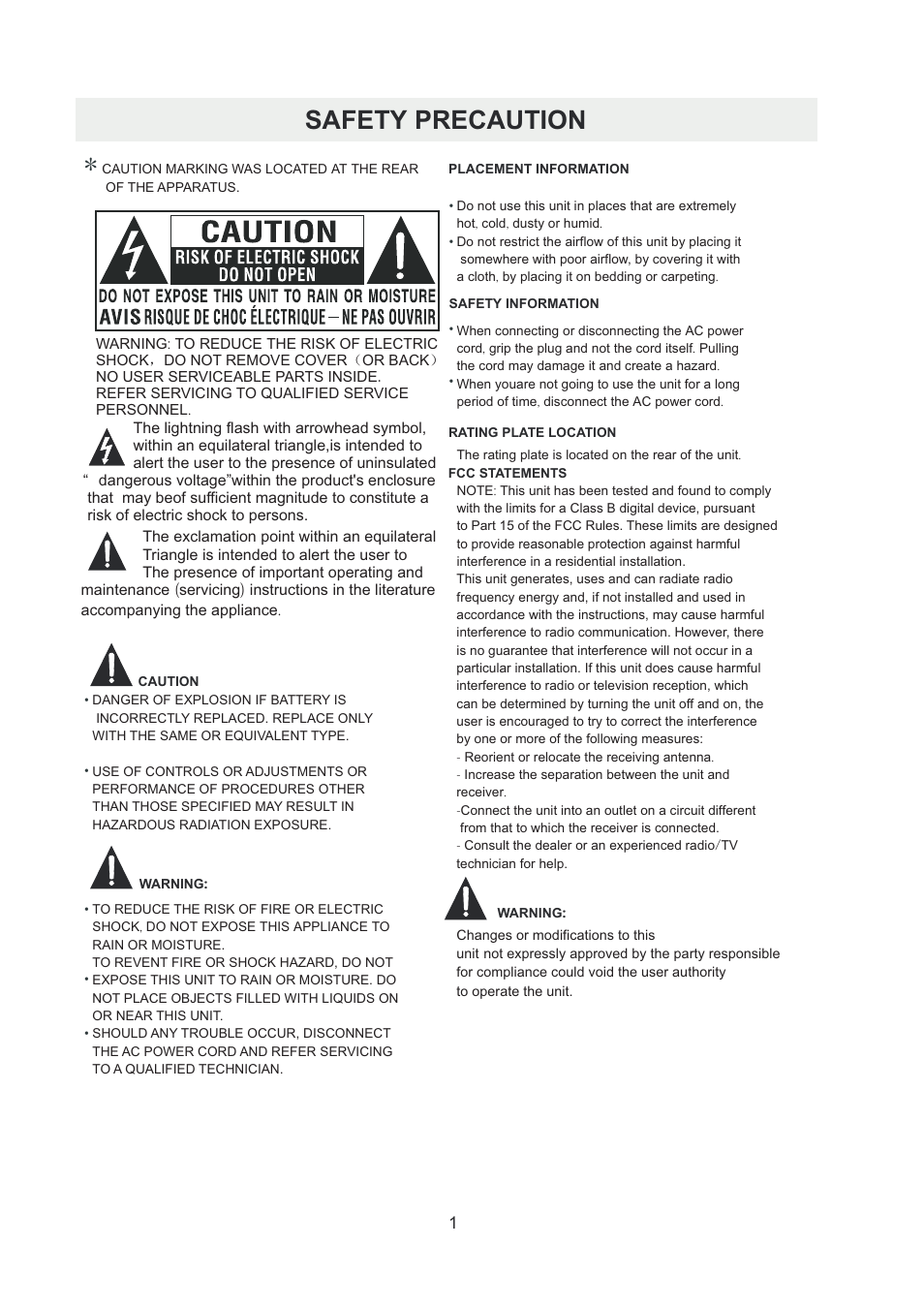 Safety precaution | Curtis RLDED5078A-B User Manual | Page 4 / 33