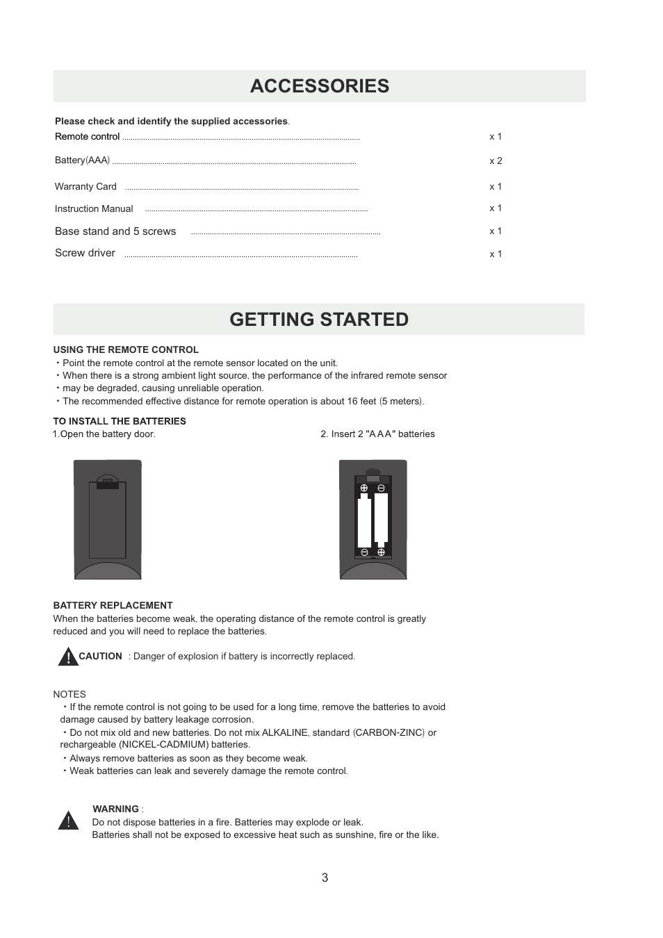 Accessories, Getting started | Curtis RLDED5078A-B User Manual | Page 6 / 33