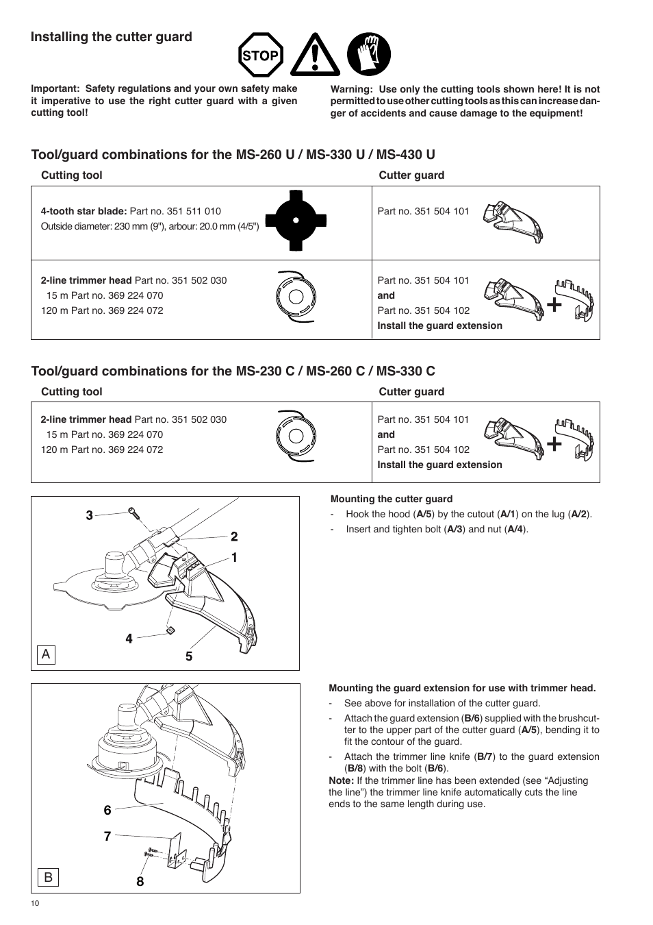 67 8 installing the cutter guard | Dolmar MS-260 U User Manual | Page 10 / 24