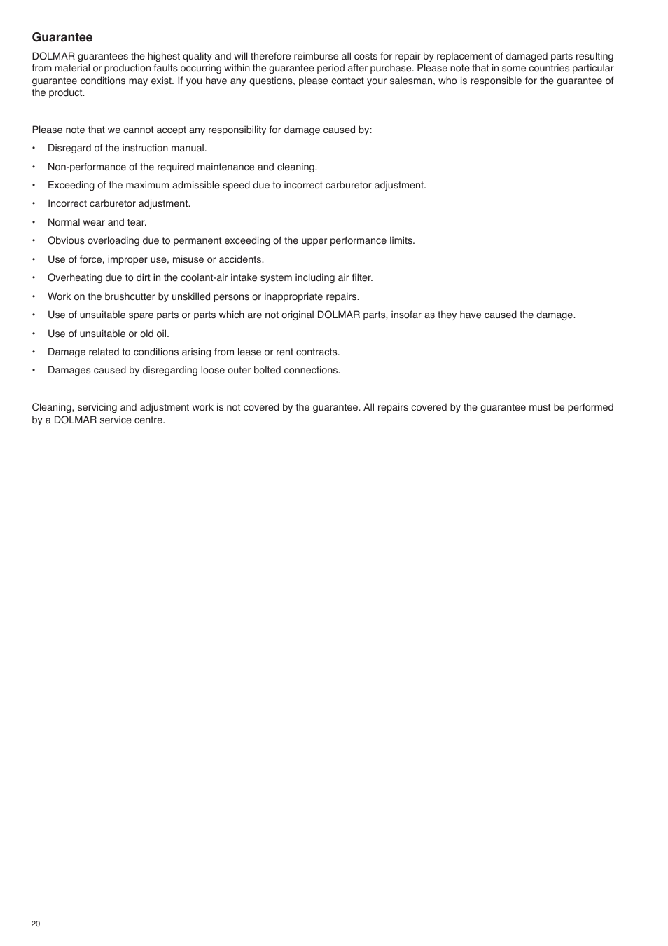 Dolmar MS-260 U User Manual | Page 20 / 24