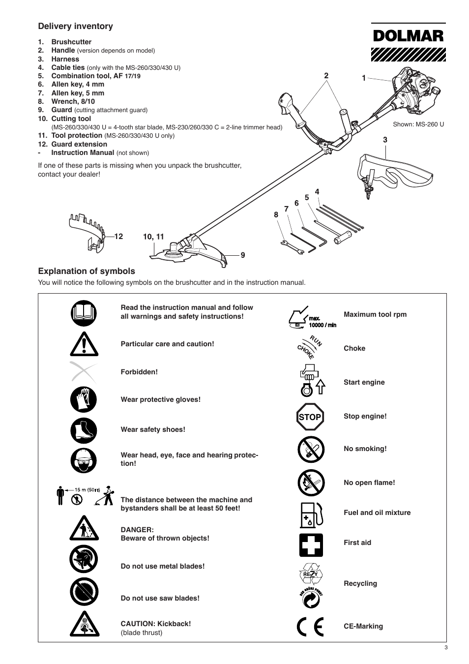 Dolmar MS-260 U User Manual | Page 3 / 24