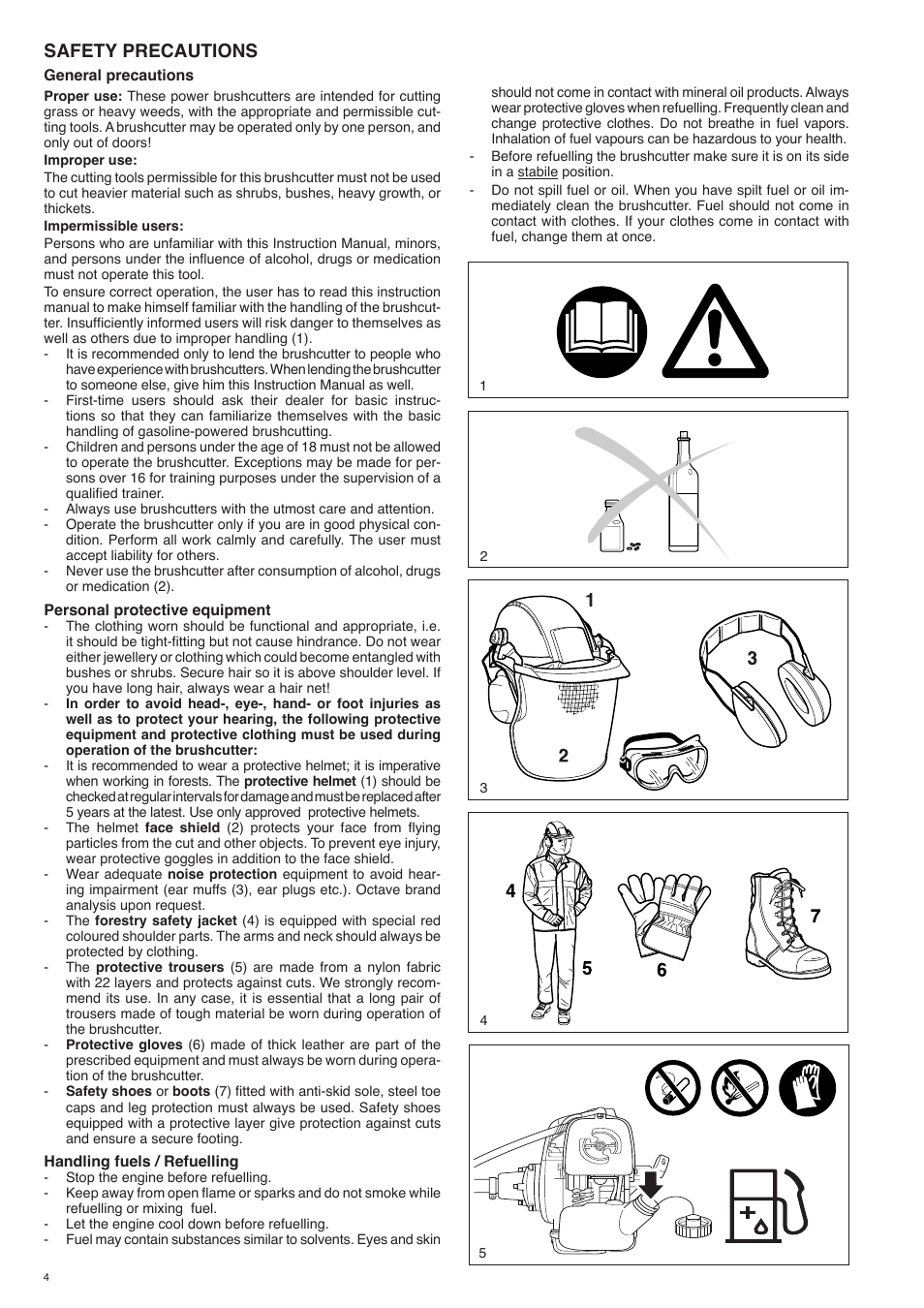 Safety precautions | Dolmar MS-260 U User Manual | Page 4 / 24