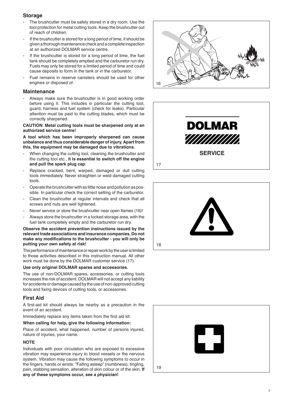Service | Dolmar MS-260 U User Manual | Page 7 / 24