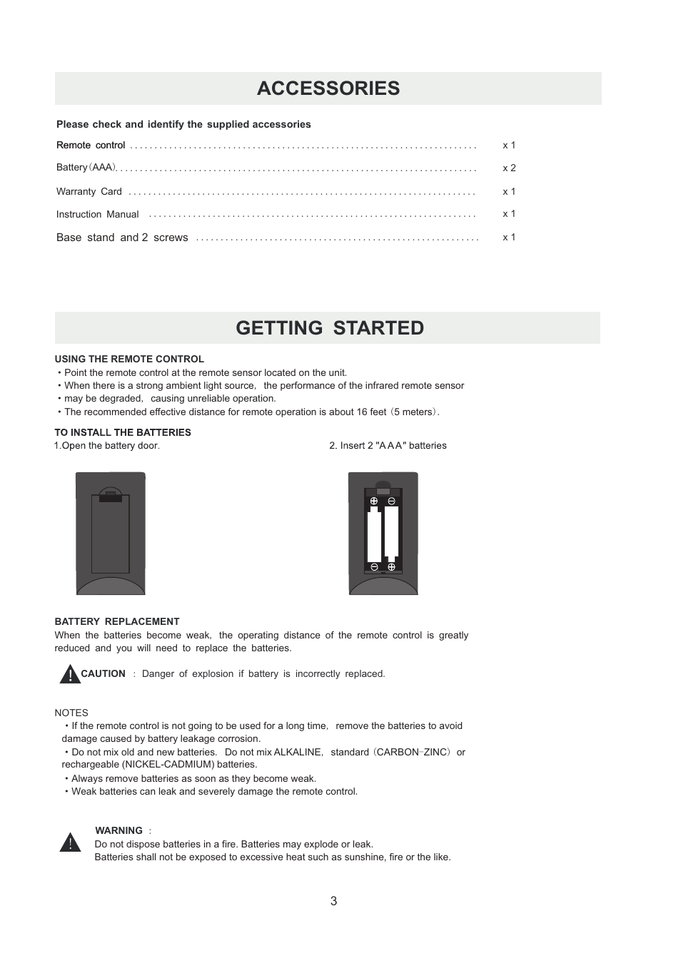 Accessories, Getting started | Curtis RLDED5099-UHD User Manual | Page 6 / 33