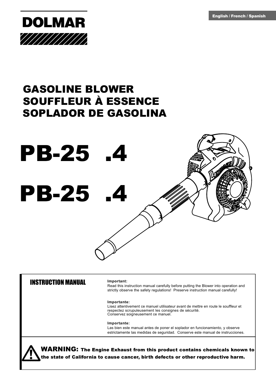 Dolmar PB-251.4 User Manual | 64 pages