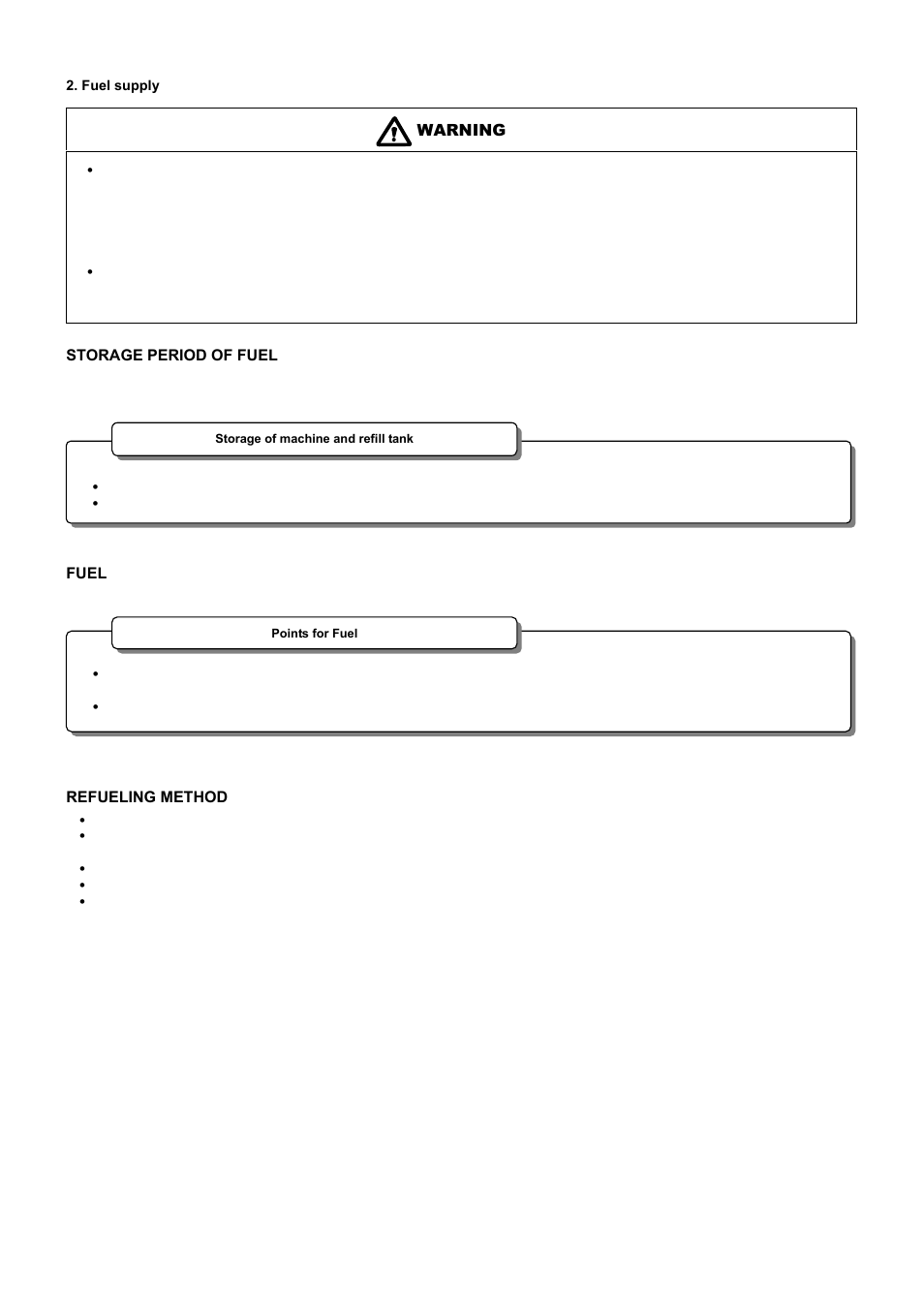 Storage period of fuel, Fuel, Refueling method | Warning | Dolmar PB-251.4 User Manual | Page 10 / 64