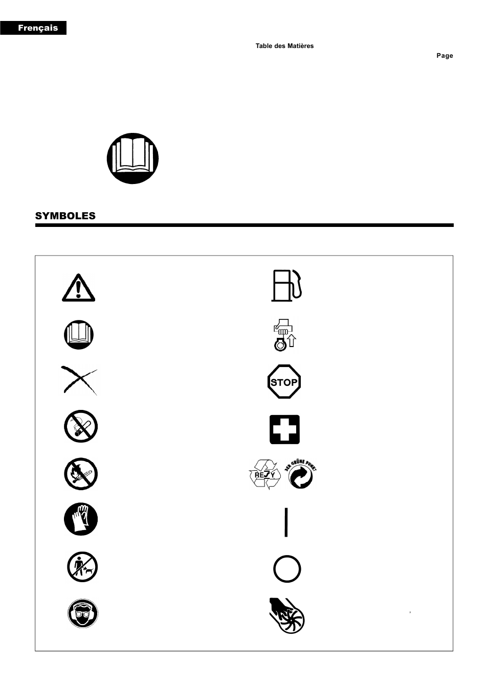 Symboles, Fren çais | Dolmar PB-251.4 User Manual | Page 20 / 64