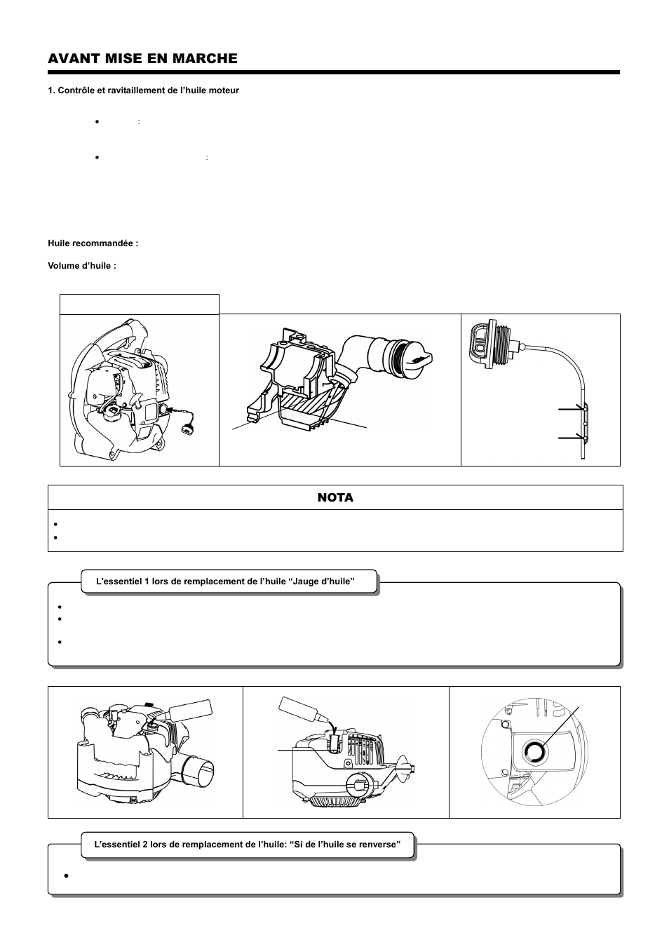 Avant mise en marche, Nota | Dolmar PB-251.4 User Manual | Page 27 / 64