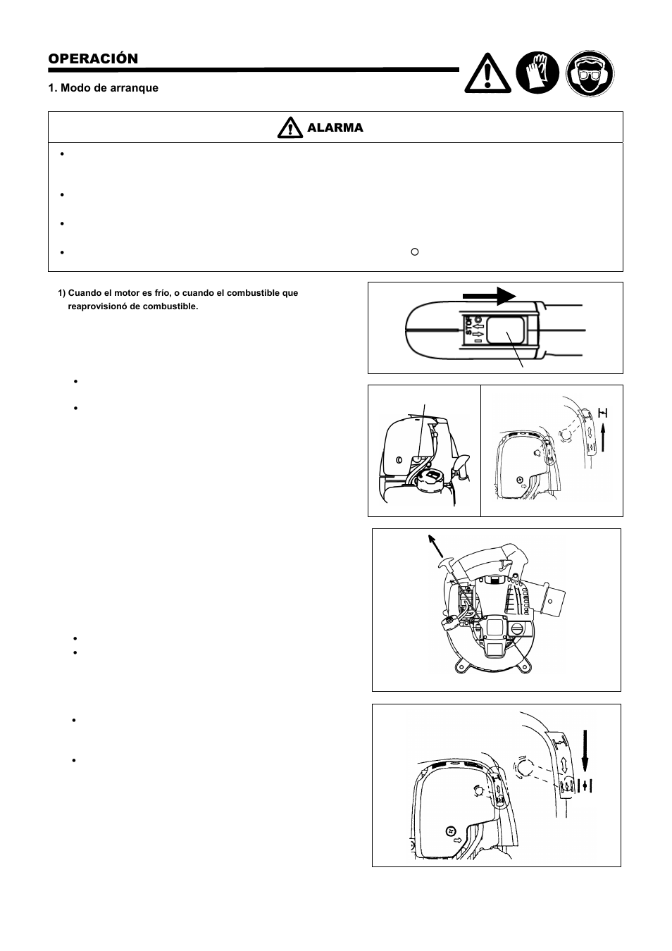 Operación, Modo de arranque, Alarma | Dolmar PB-251.4 User Manual | Page 47 / 64