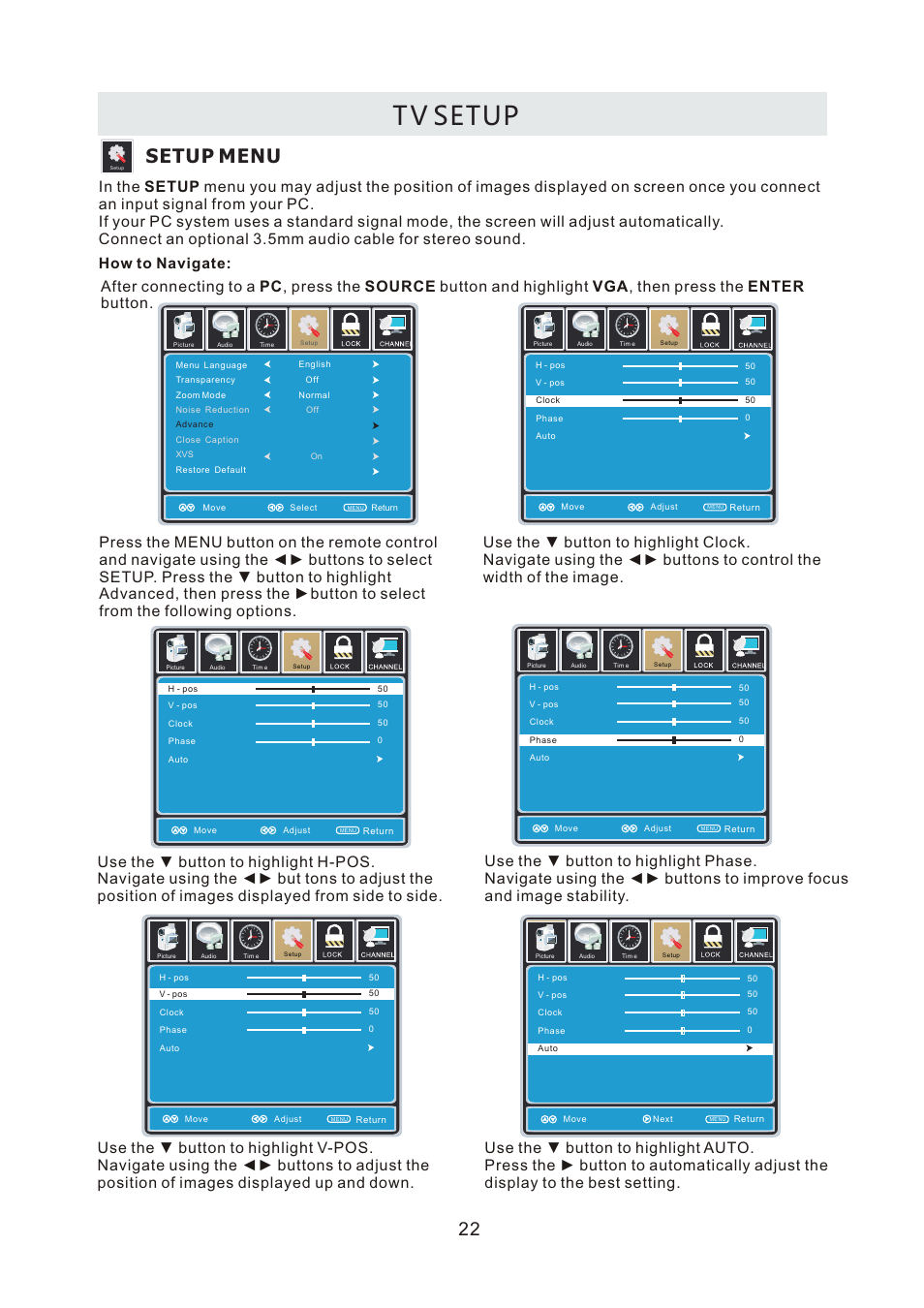 页面 25, T v setup, Setup menu | How to navigate | Curtis RLDEDV3255-A User Manual | Page 25 / 45