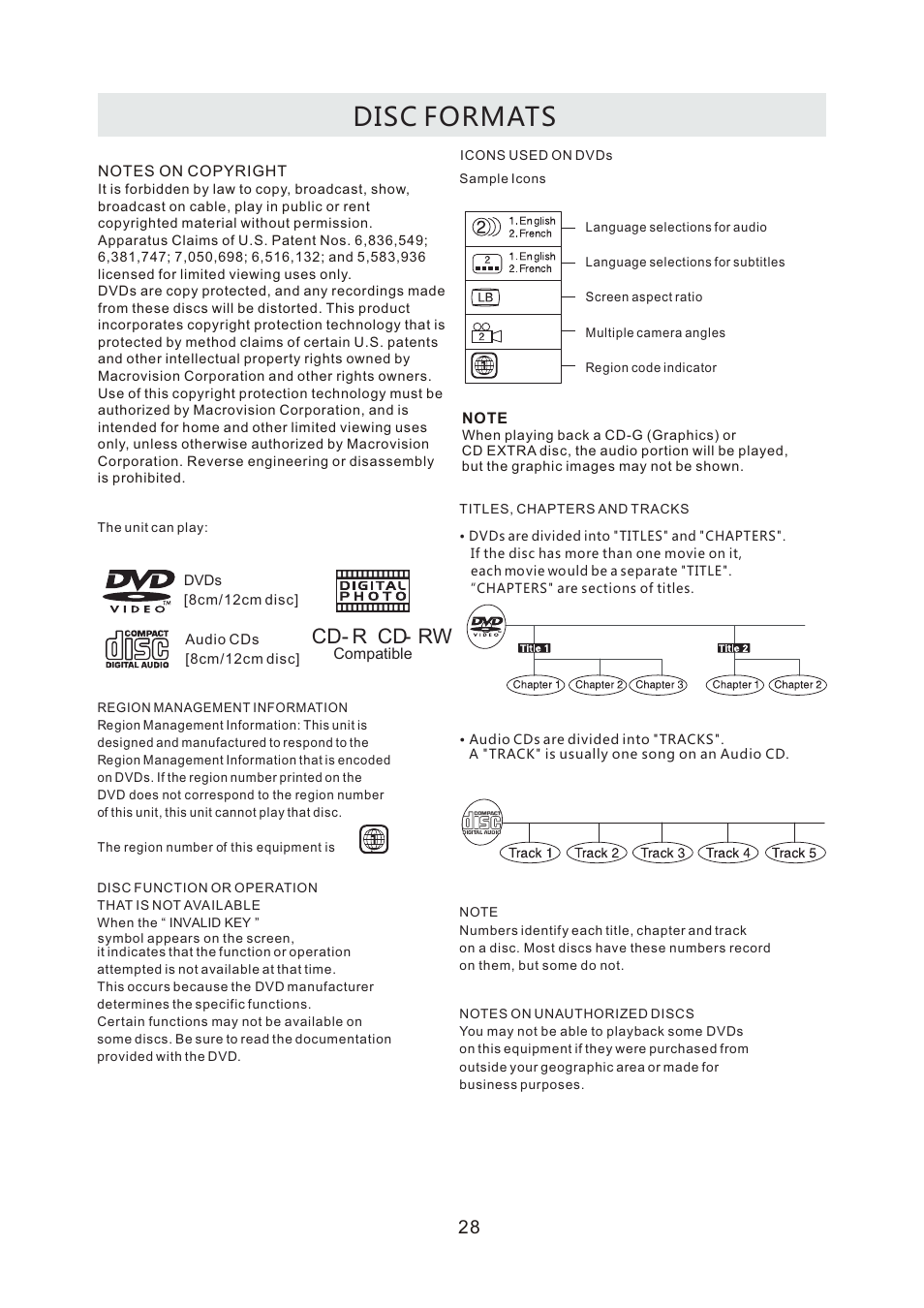 页面 31, Disc formats, Cd r cd rw | Curtis RLDEDV3255-A User Manual | Page 31 / 45
