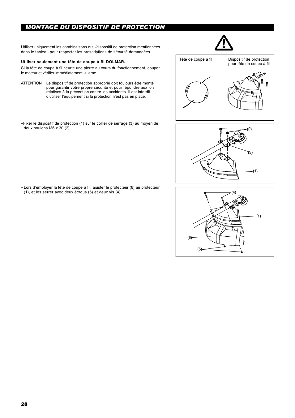 Montage du dispositif de protection | Dolmar MS-22C User Manual | Page 28 / 53