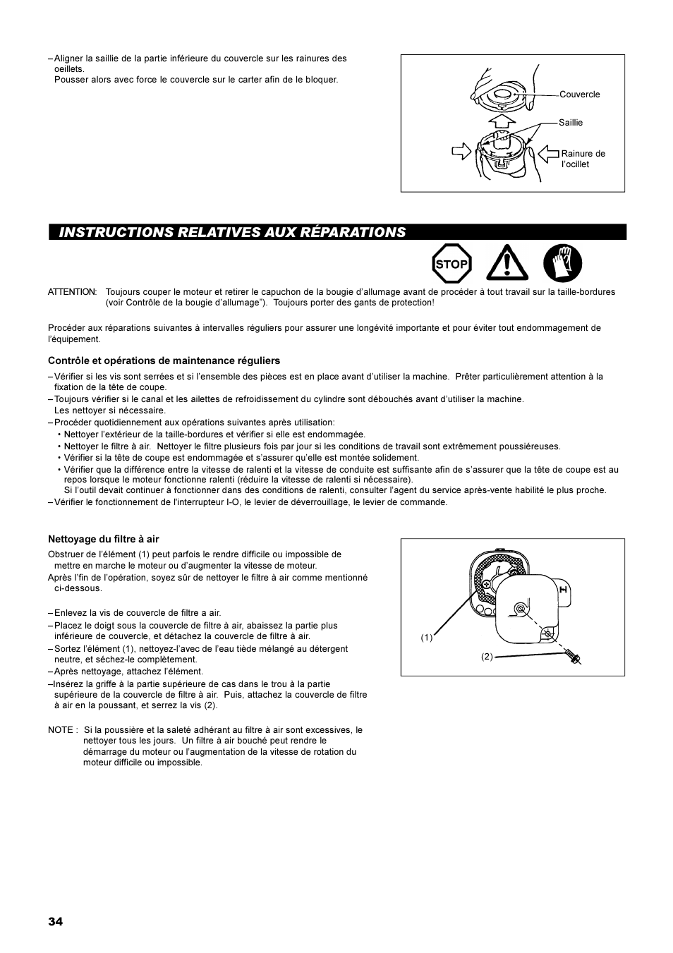 Instructions relatives aux réparations | Dolmar MS-22C User Manual | Page 34 / 53
