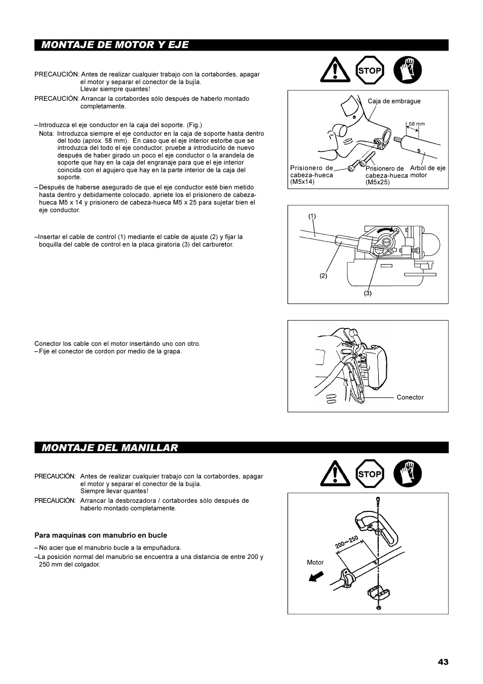 Montaje de motor y eje, Montaje del manillar | Dolmar MS-22C User Manual | Page 43 / 53