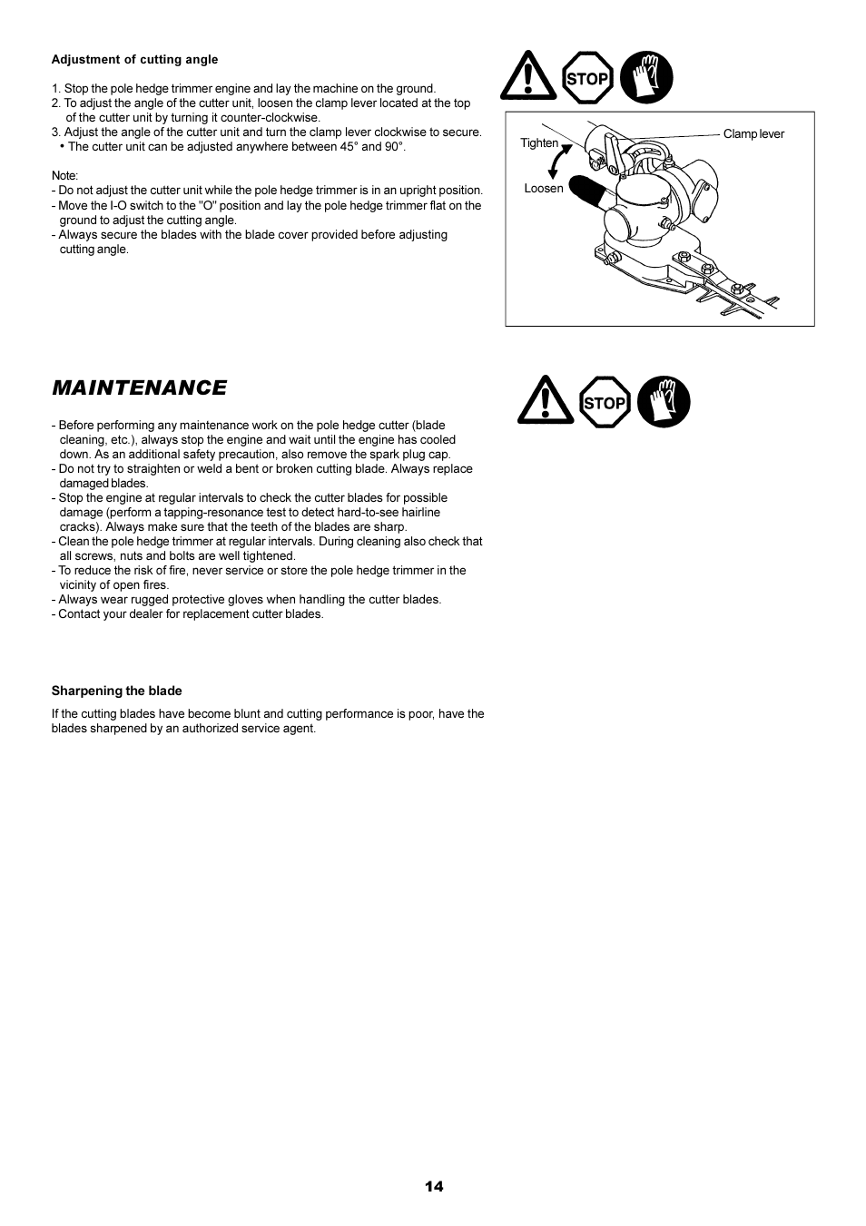 Maintenance | Dolmar Pole Hedge Trimmer MH-2556 User Manual | Page 14 / 54