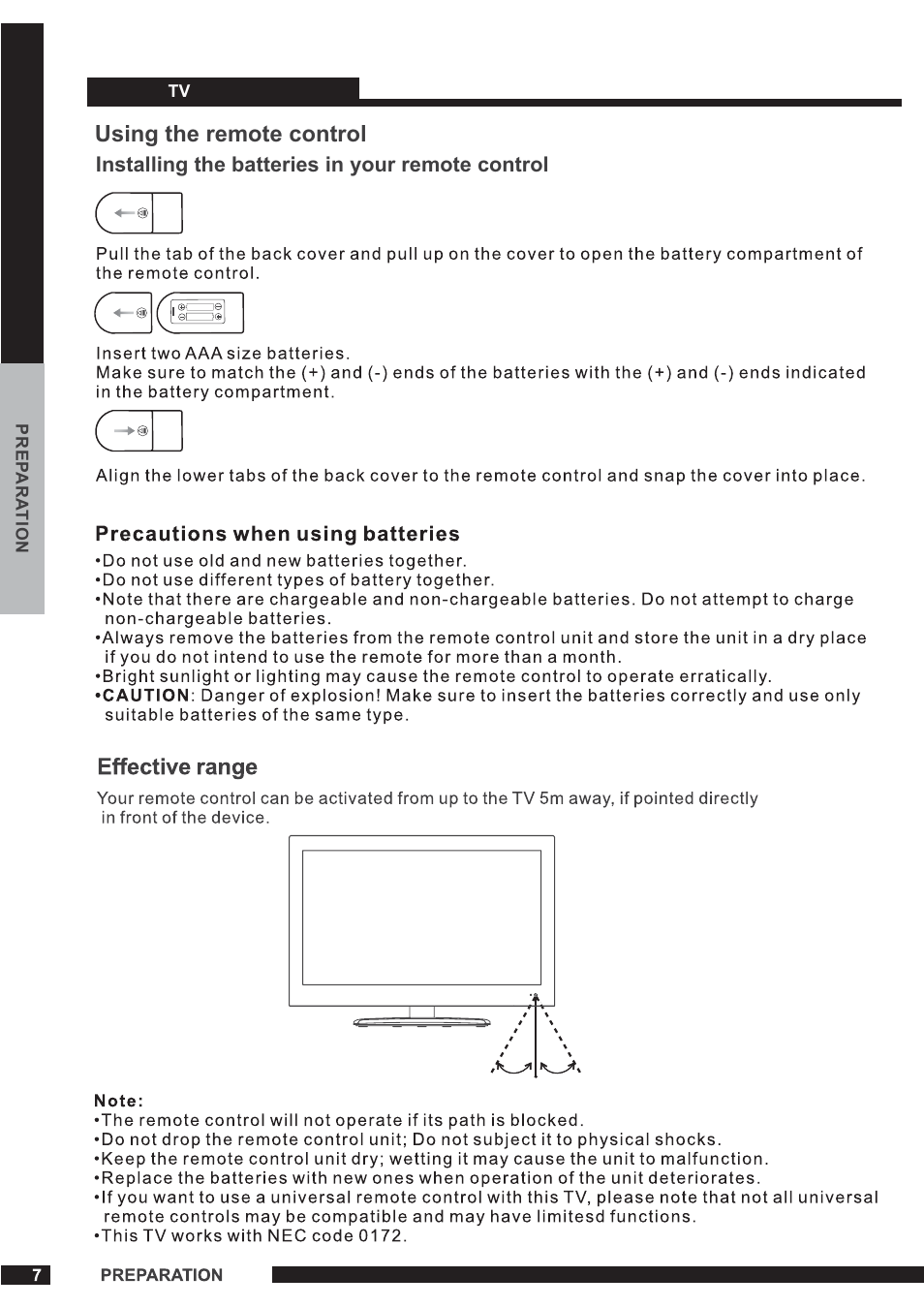 Lcd tv, Using the remote control, Installing the batteries in your remote control | Curtis PLEDV1520A-B User Manual | Page 8 / 26