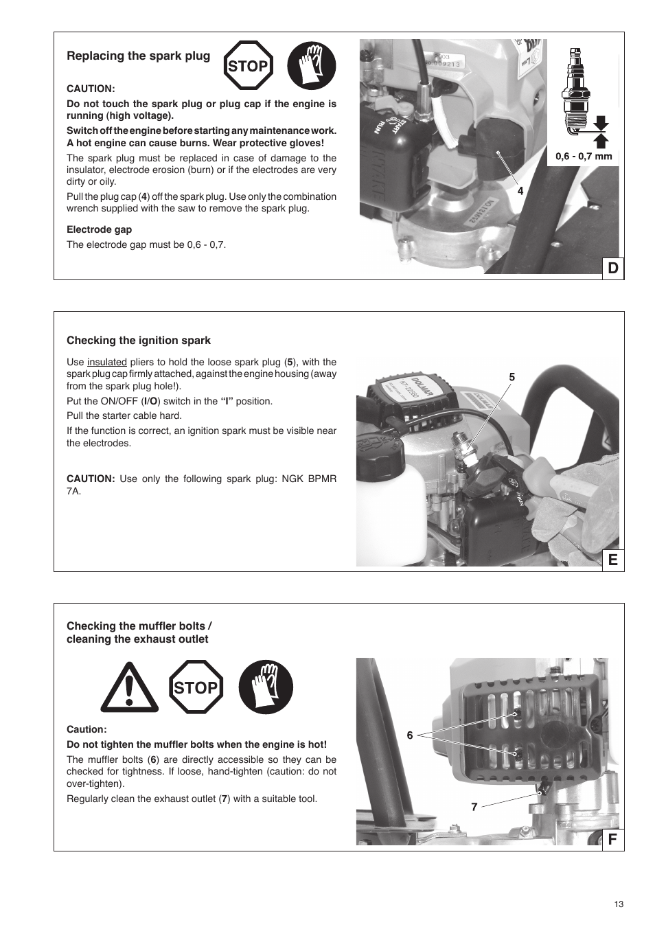 Stop, De f | Dolmar HT-2556 D User Manual | Page 13 / 20