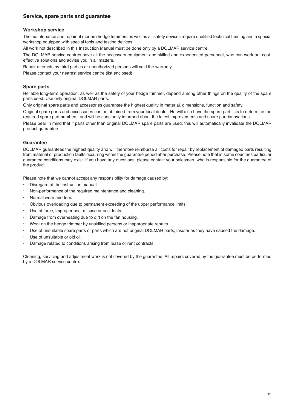 Dolmar HT-2556 D User Manual | Page 15 / 20