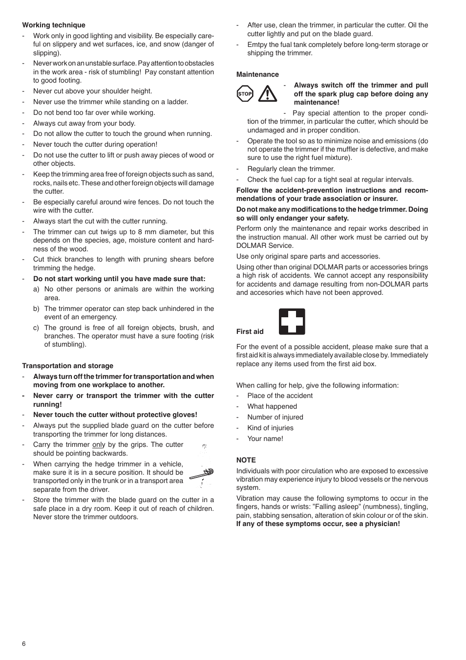 Dolmar HT-2556 D User Manual | Page 6 / 20