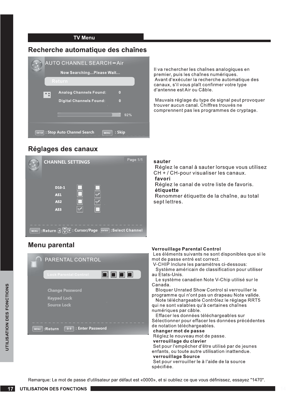 Menu parental | Curtis PLEDV1520A-B User Manual | Page 18 / 25