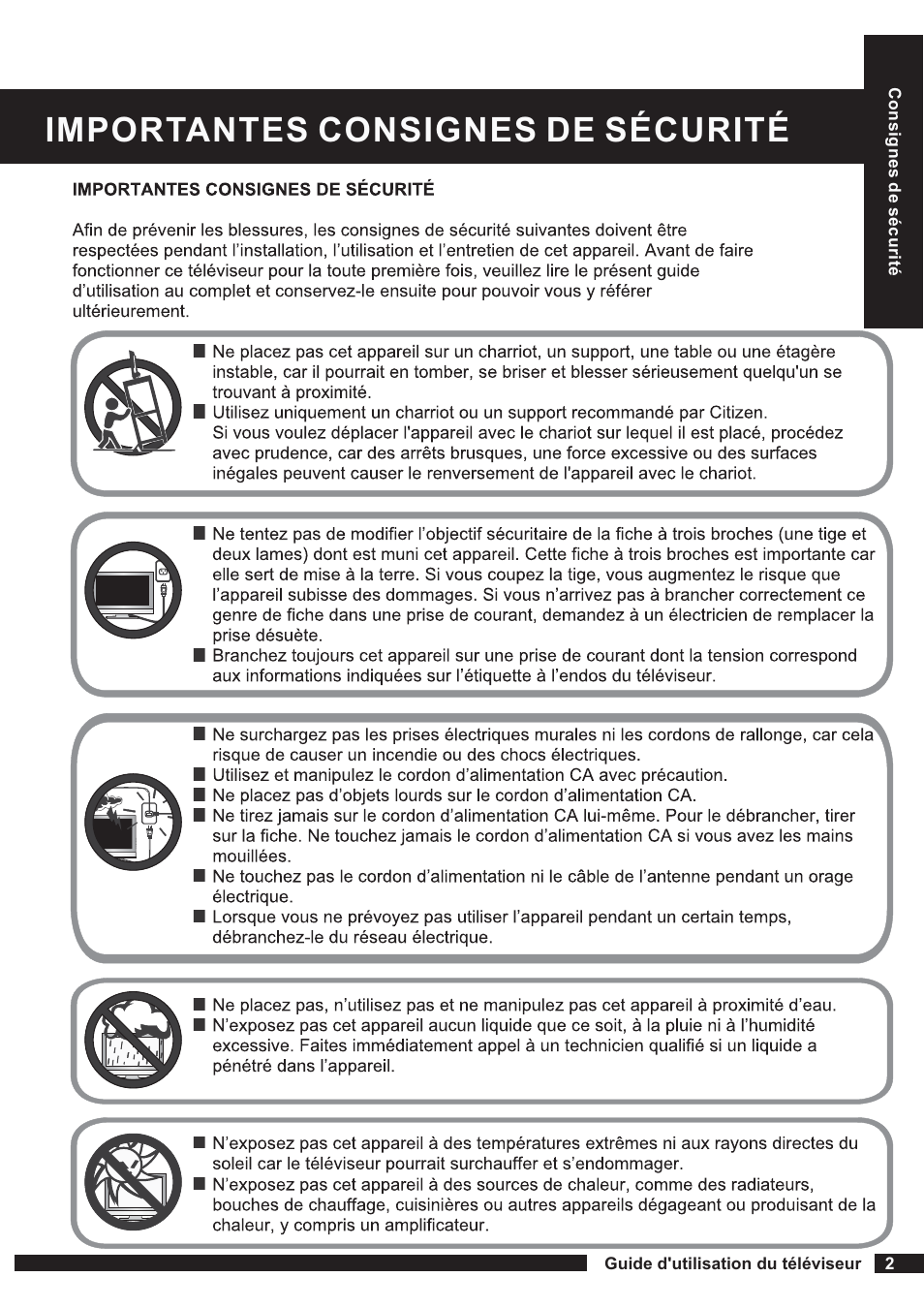 Importantes consignes de sécurité | Curtis PLEDV1520A-B User Manual | Page 3 / 25