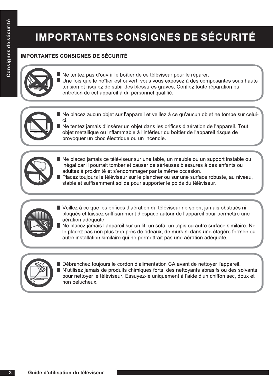 Importantes consignes de sécurité | Curtis PLEDV1520A-B User Manual | Page 4 / 25