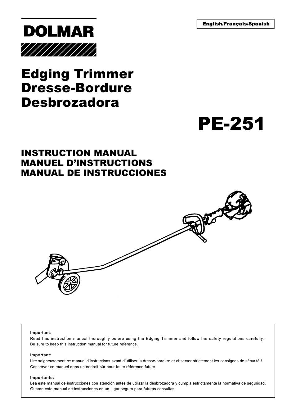 Dolmar EDGING TRIMMER PE-251 User Manual | 48 pages