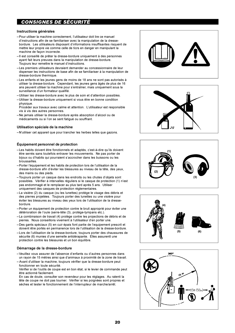 Consignes de sécurité | Dolmar EDGING TRIMMER PE-251 User Manual | Page 20 / 48