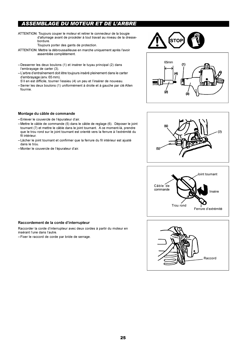 Assemblage du moteur et de l’arbre | Dolmar EDGING TRIMMER PE-251 User Manual | Page 25 / 48