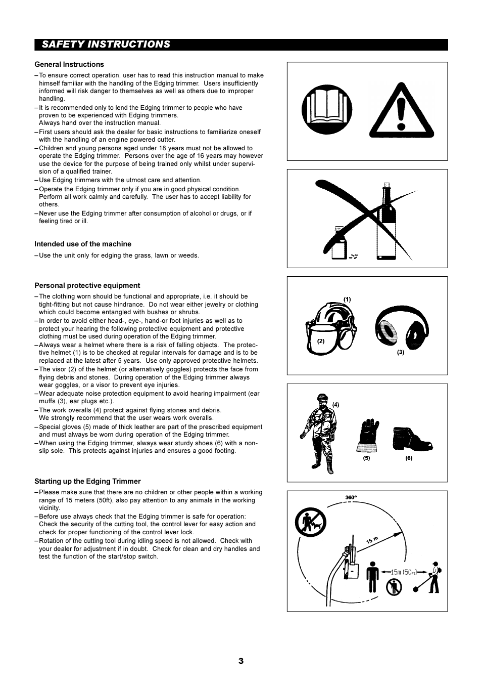 Safety instructions | Dolmar EDGING TRIMMER PE-251 User Manual | Page 3 / 48