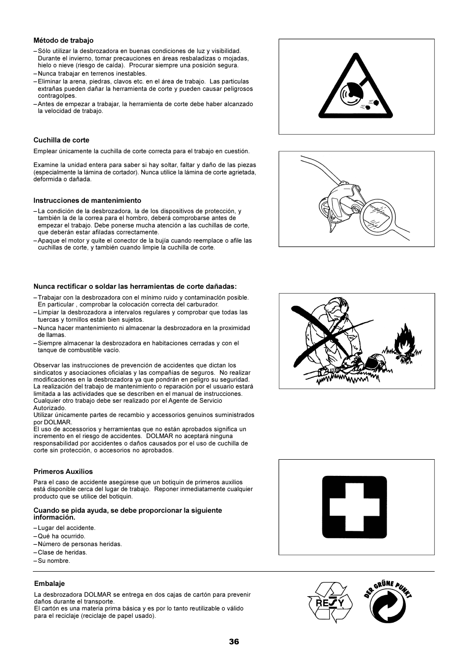 Dolmar EDGING TRIMMER PE-251 User Manual | Page 36 / 48