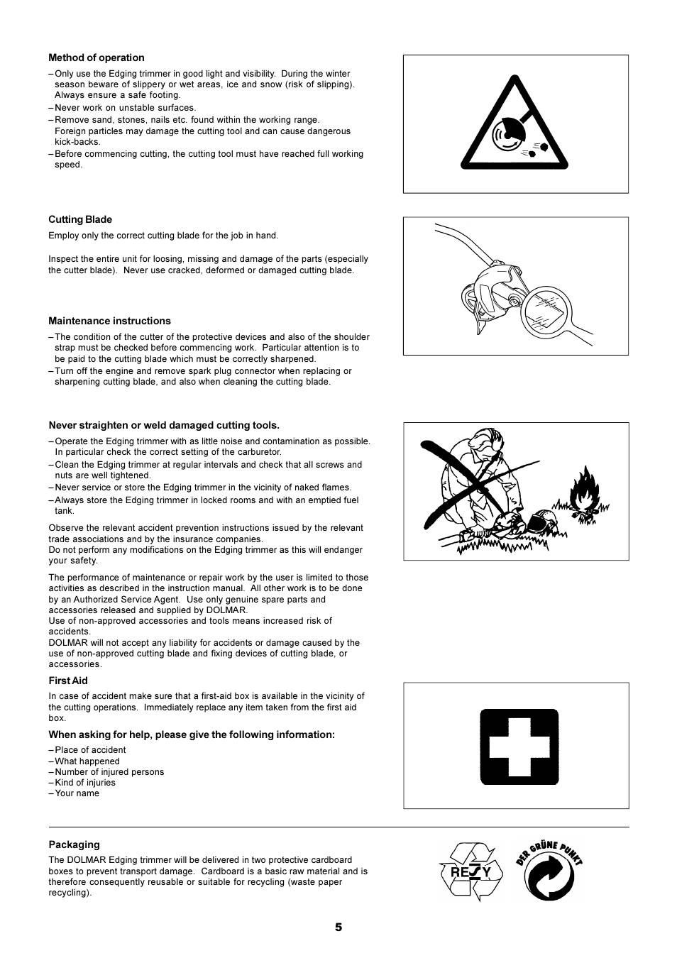 Dolmar EDGING TRIMMER PE-251 User Manual | Page 5 / 48