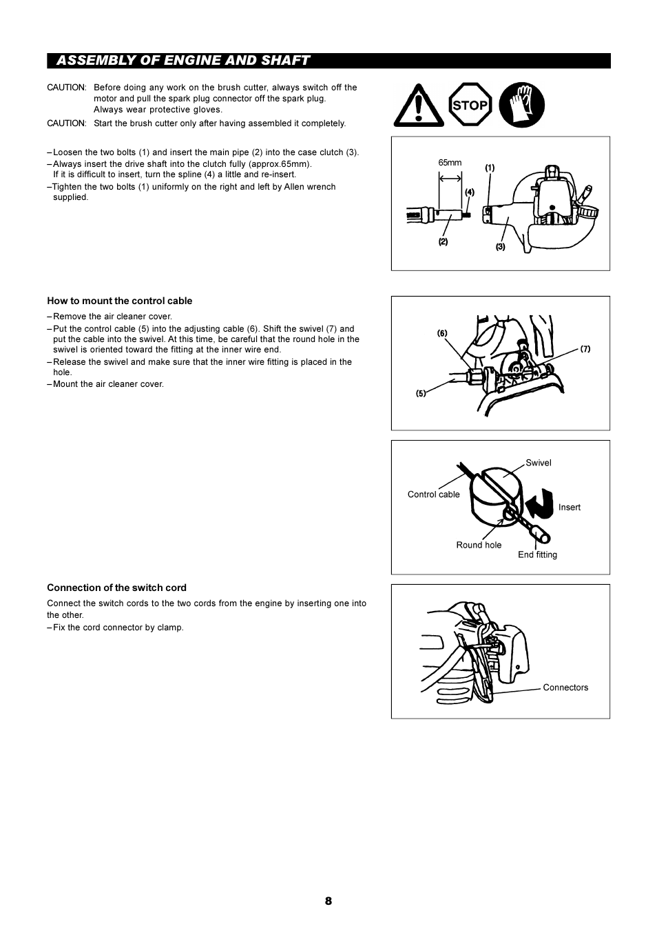 Assembly of engine and shaft | Dolmar EDGING TRIMMER PE-251 User Manual | Page 8 / 48